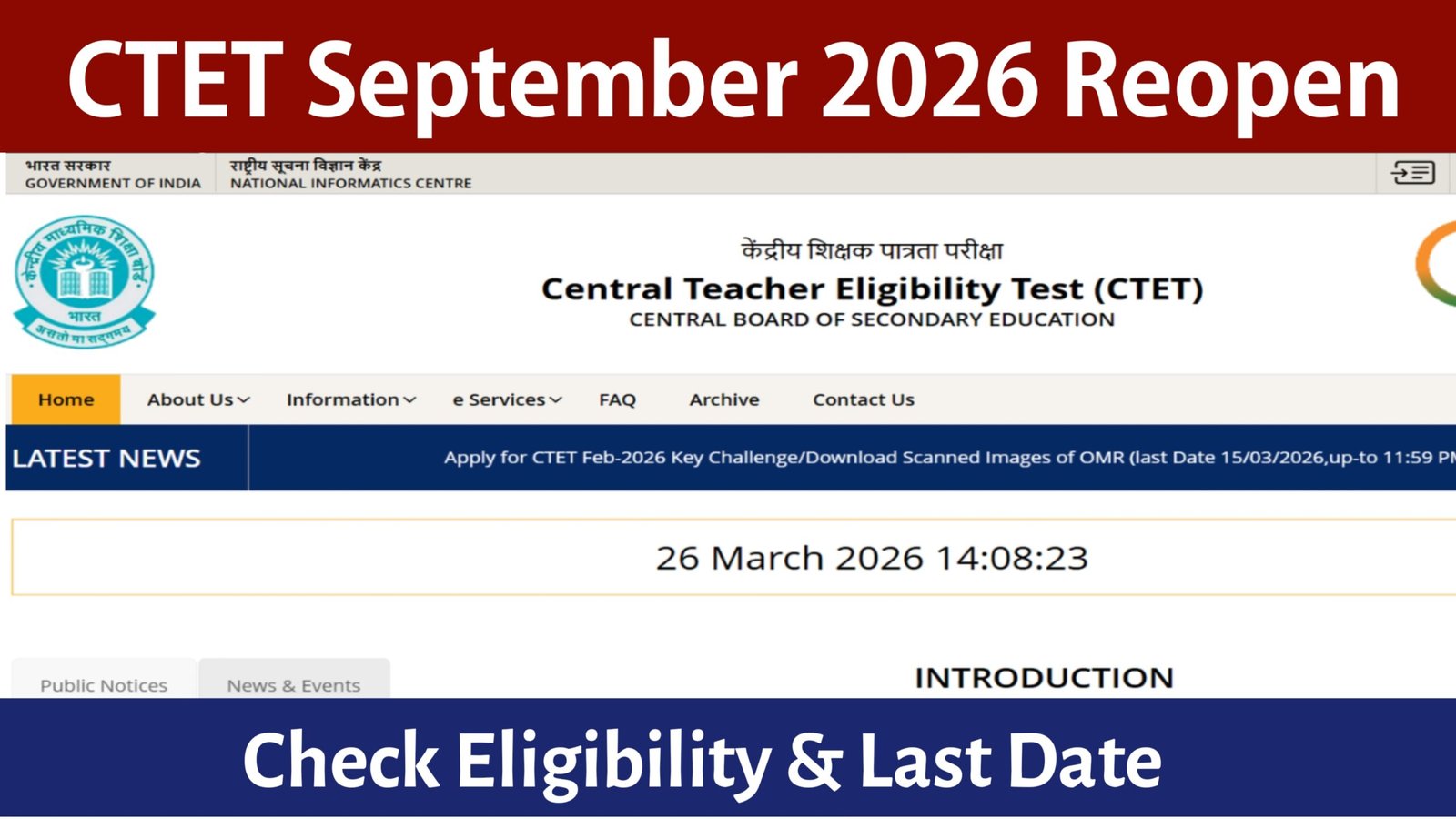 CTET September 2026 Reopen