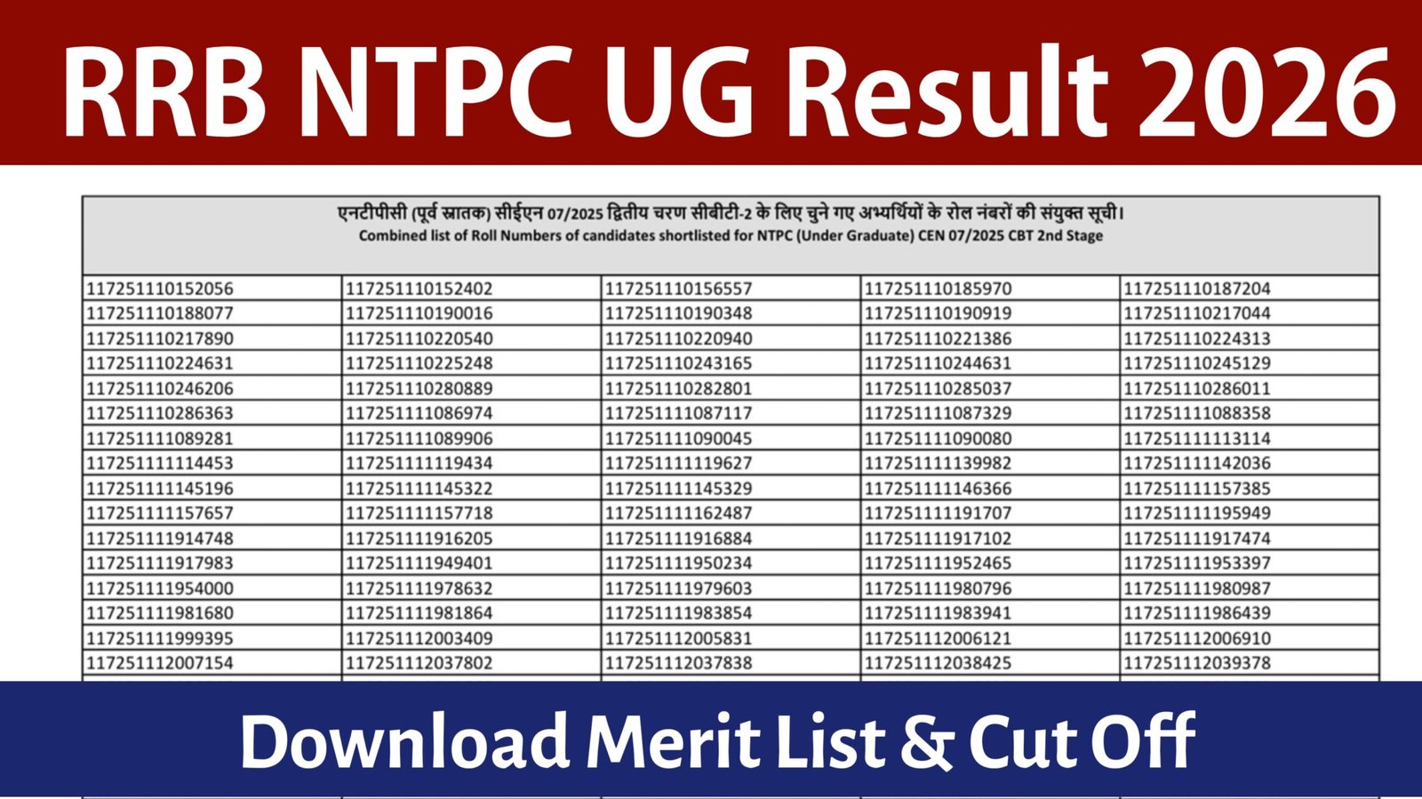 RRB NTPC UG Result 2026