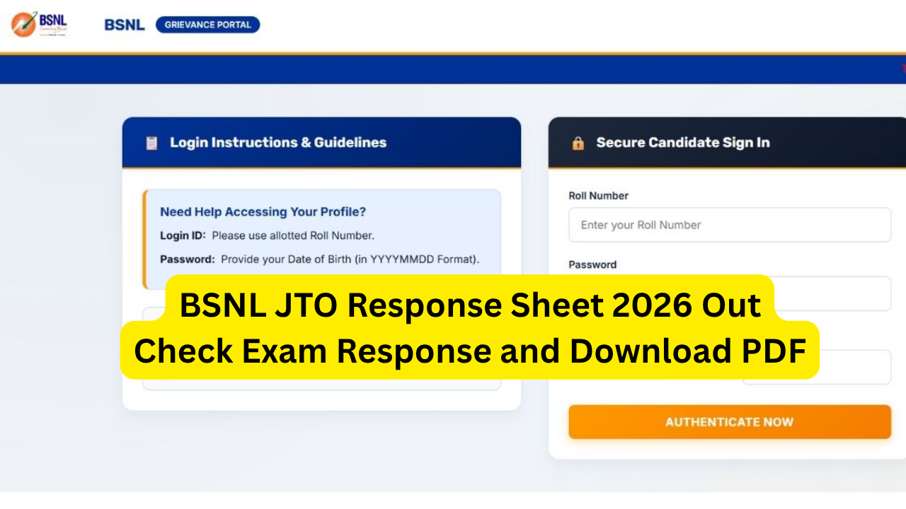 BSNL JTO Response Sheet 2026 Out Check Exam Response and Download PDF