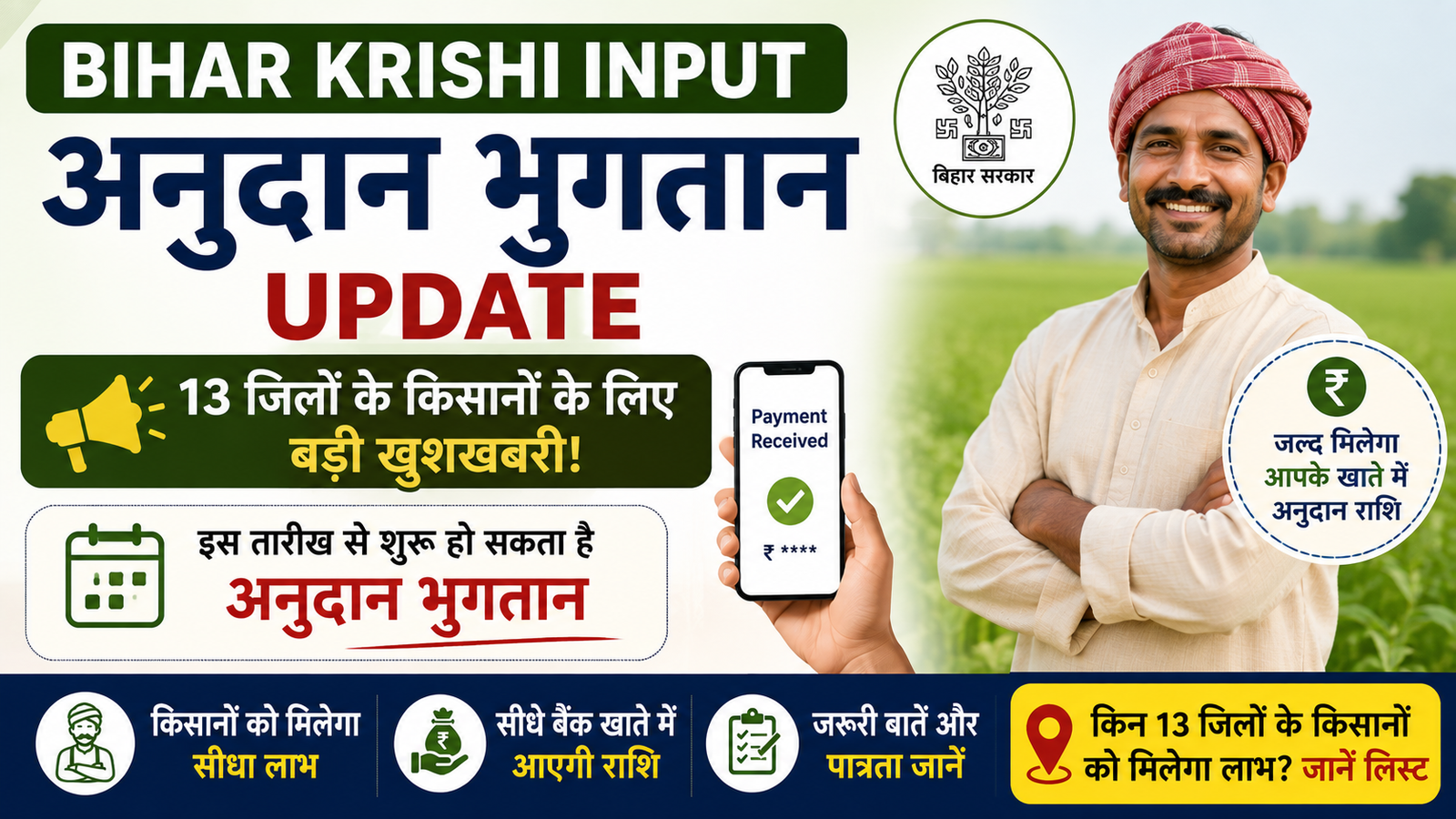 Bihar Krishi Input Anudan Payment Update
