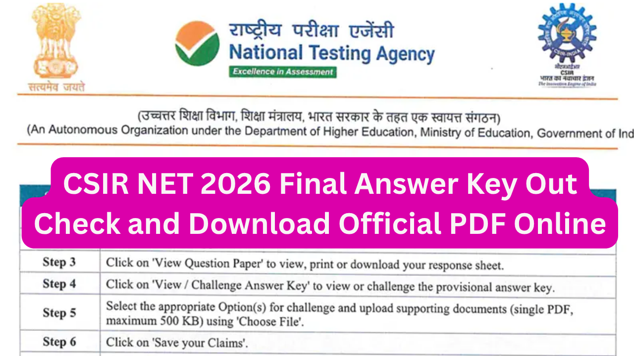 CSIR NET 2026 Final Answer Key Out Check and Download Official PDF Online