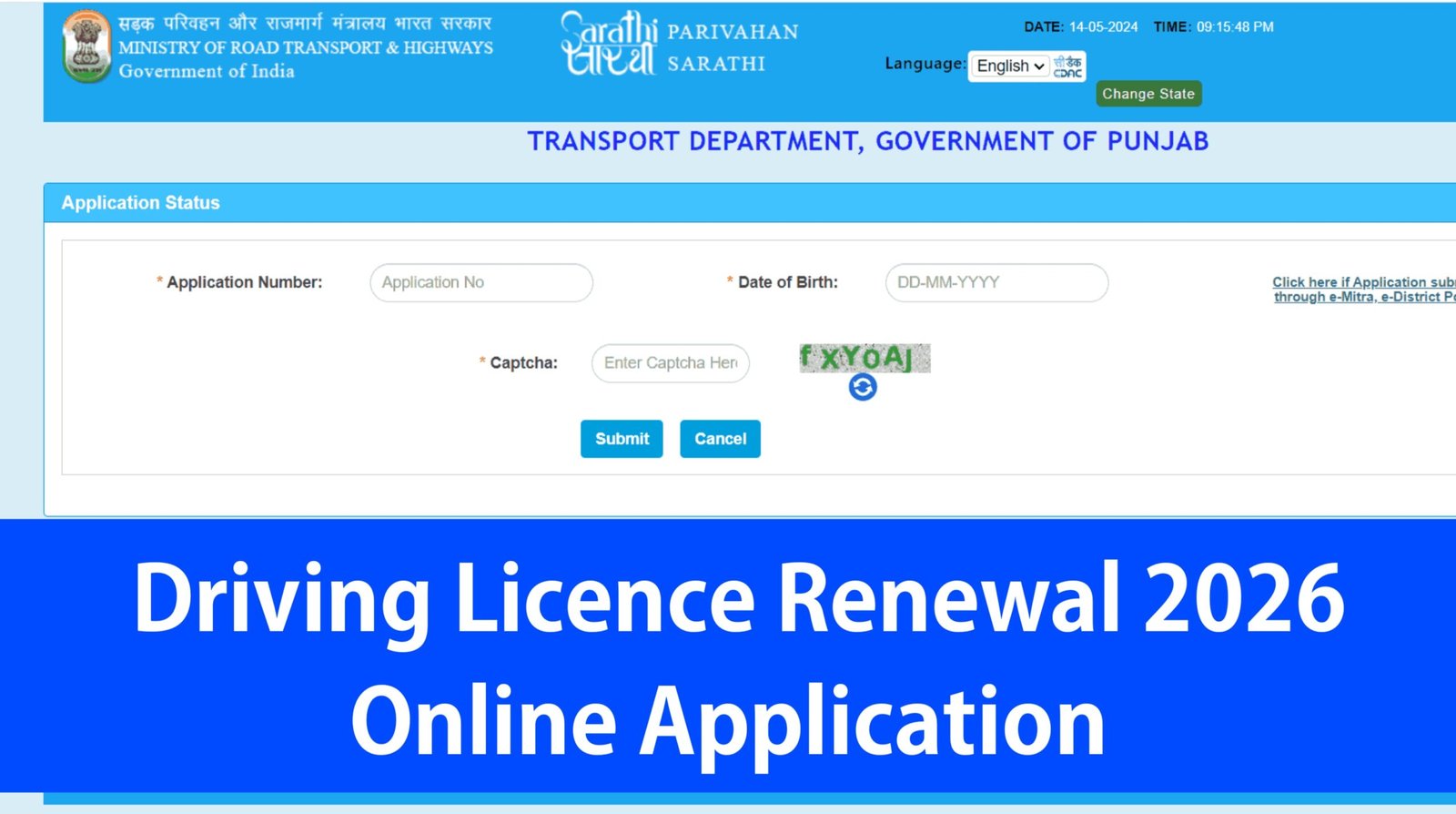 Driving Licence Renewal 2026 Online Application