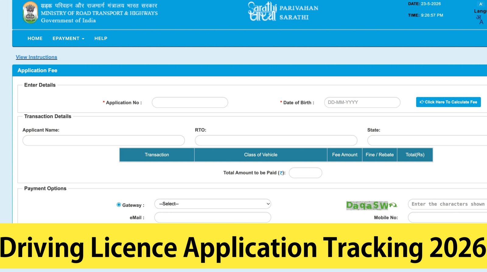 Driving Licence Application Tracking 2026