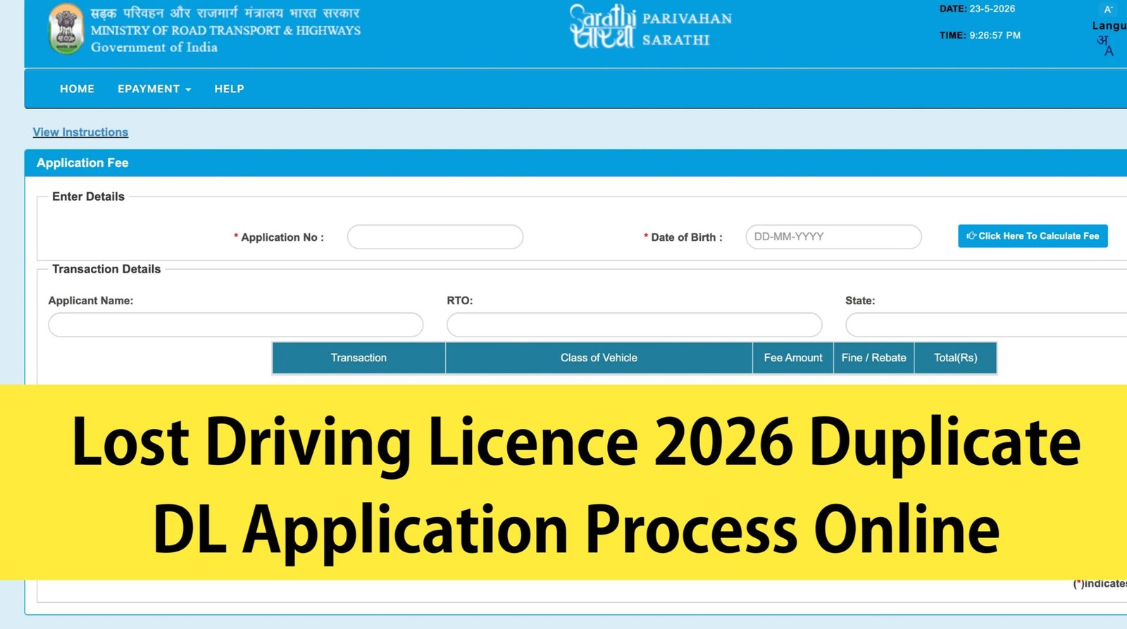 Lost Driving Licence 2026 Duplicate DL Application Process Online