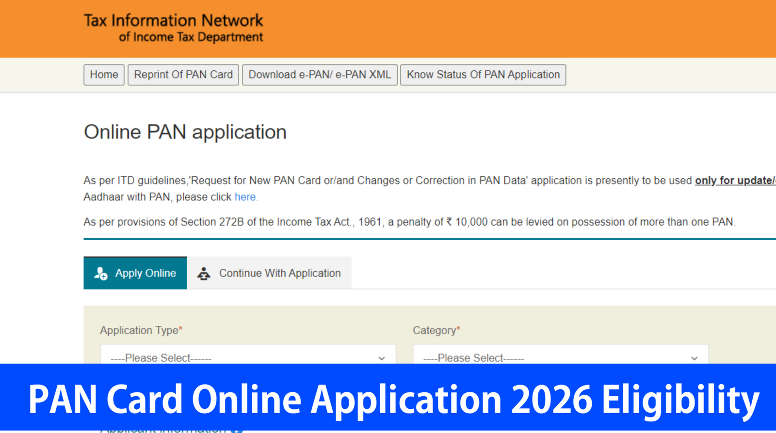 PAN Card Online Application 2026 Eligibility