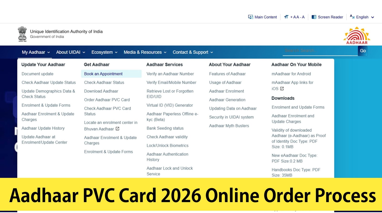Aadhaar PVC Card 2026 Online Order Process