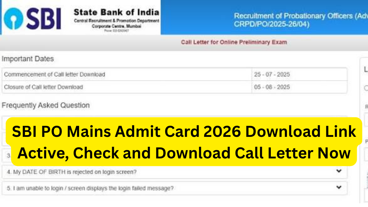 SBI PO Mains Admit Card 2026